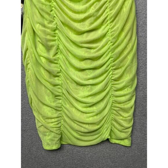 Y2k Bebe Lace Sheer Babydoll Bodycon Dress Xl Neon Goth Witchy Sexy Coquette - Picture 11 of 15